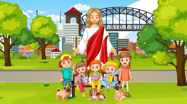 Jesus and children at the park