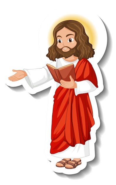 Free vector jesus christ cartoon character sticker on white background