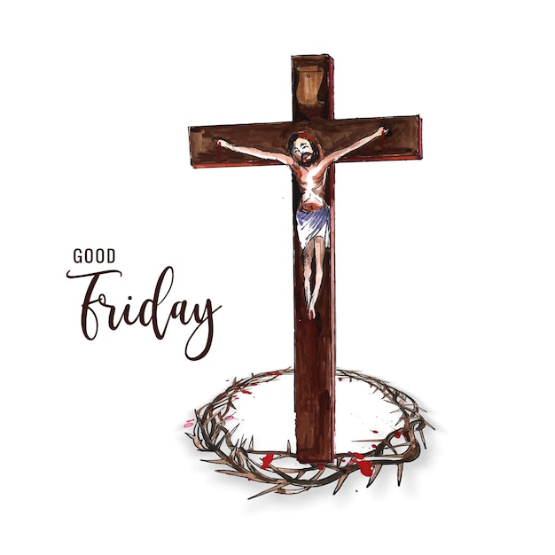 Free vector jesus christ and cross over card background