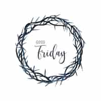 Free vector jesus crown of thorns good friday on white background