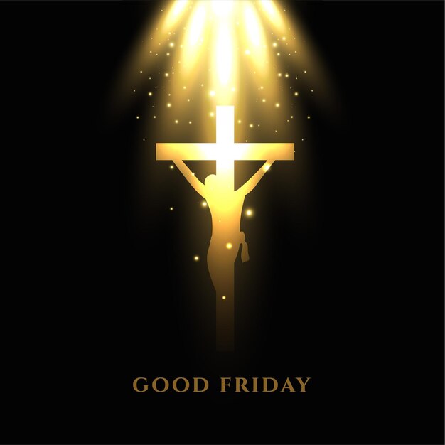 Jesus crucifixion cross with glowing light rays good friday