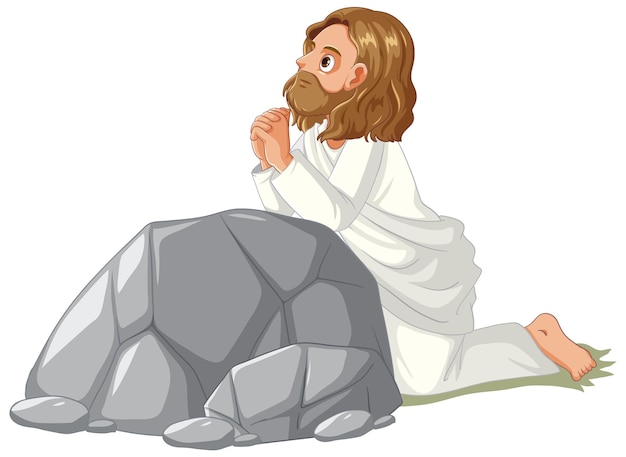 Иисус связал карикатуру в векторном стиле