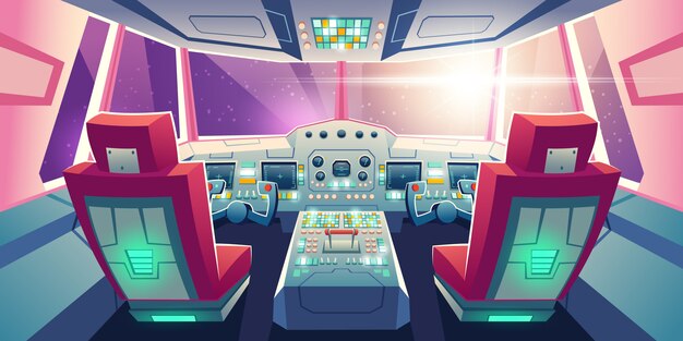 Jet cockpit empty airplane cabin interior illustration