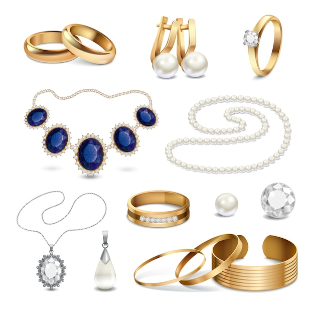 Free Vector  Jewelry accessories realistic set