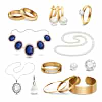 Free vector jewelry accessories realistic set