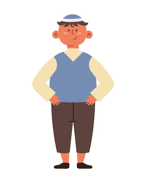 Free vector jewish boy with kippah