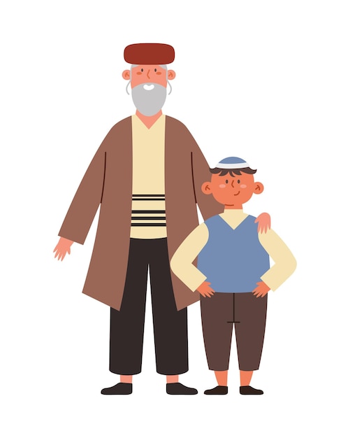 Free vector jewish father and son