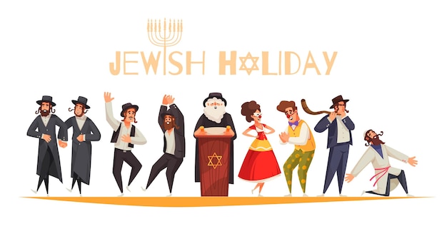 Бесплатное векторное изображение Еврейский праздник композиция