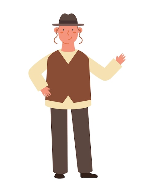 Free vector jewish man with hat