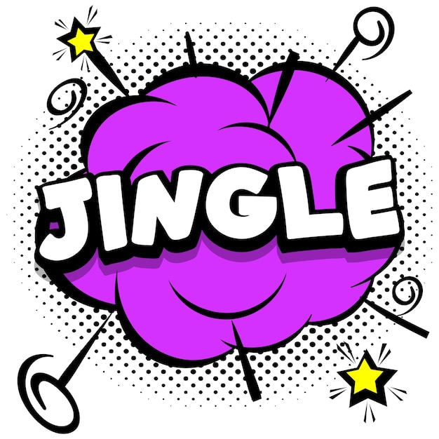 Бесплатное векторное изображение Яркий шаблон jingle comic с речевыми пузырями на красочных рамах