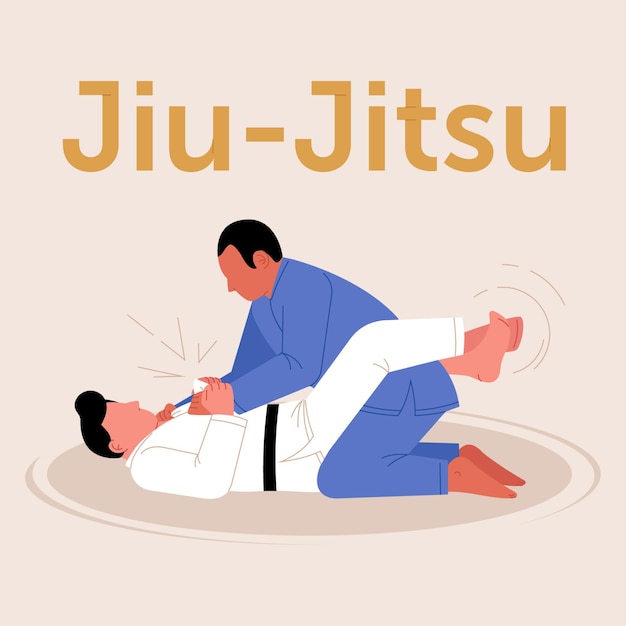 Vettore gratuito atleti di jiu-jitsu che combattono