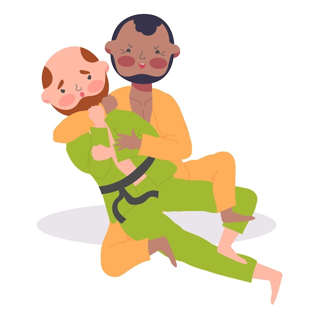 Free vector jiu-jitsu athletes fighting