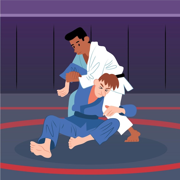 Free vector jiu-jitsu athletes fighting