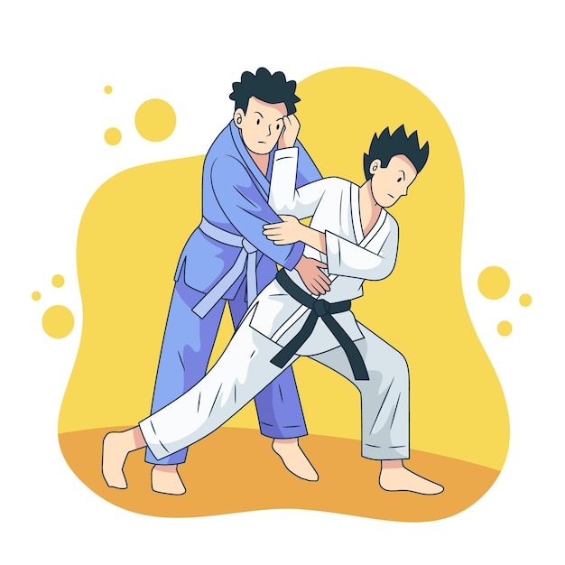 Free vector jiu-jitsu athletes fighting