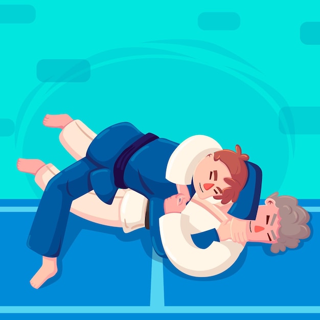 Free vector jiu-jitsu athletes fighting