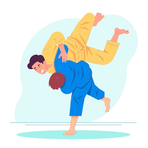 Free vector jiu-jitsu athletes fighting