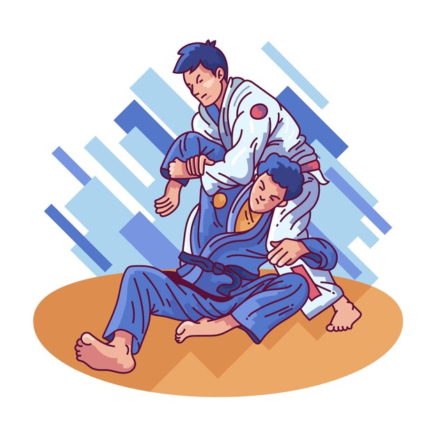 Jiu jitsu athletes fighting