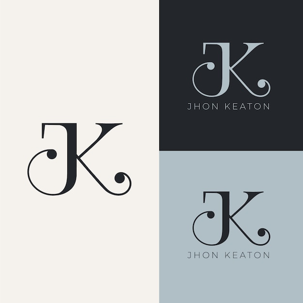 Disegno del monogramma del logo jk