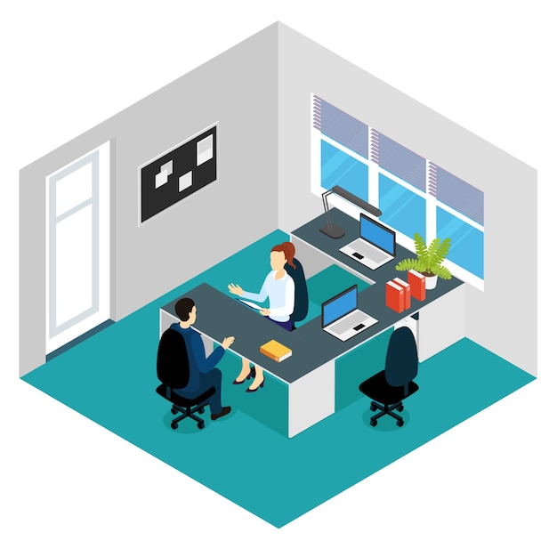 Free vector job interview isometric scene