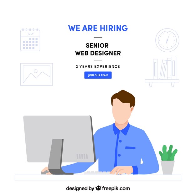 Free vector job vacancy background with worker