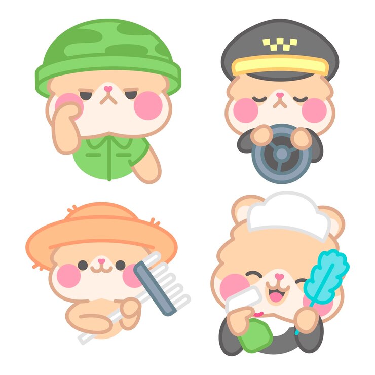 무료 Vector 햄스터 김치와 함께하는 잡스 스티커 컬렉션