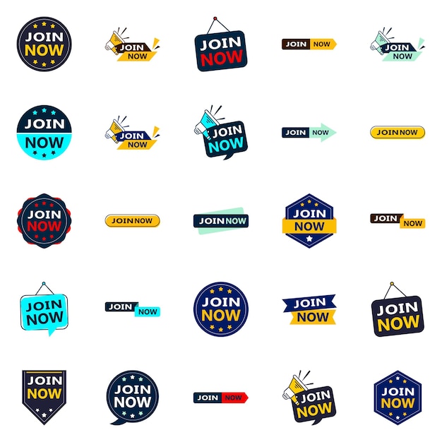 Free vector join now 25 fresh typographic elements for a modern membership promotion