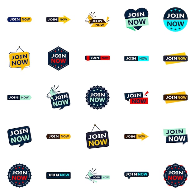 Join now 25 high quality typographic elements to drive membership sign ups