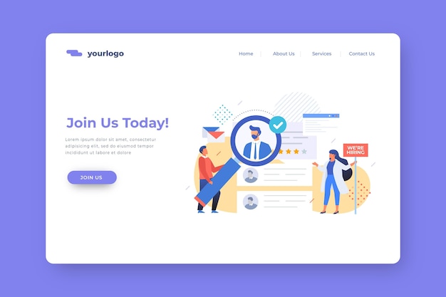 Free vector join us today recruitment landing page