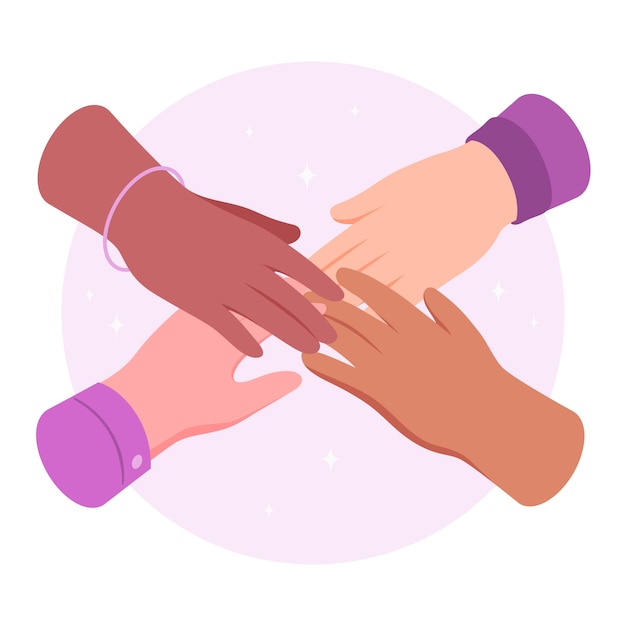 Free vector joining hands concept illustration