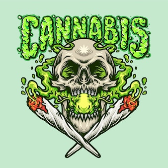 Joint smoking skull cannabis joint illustrations