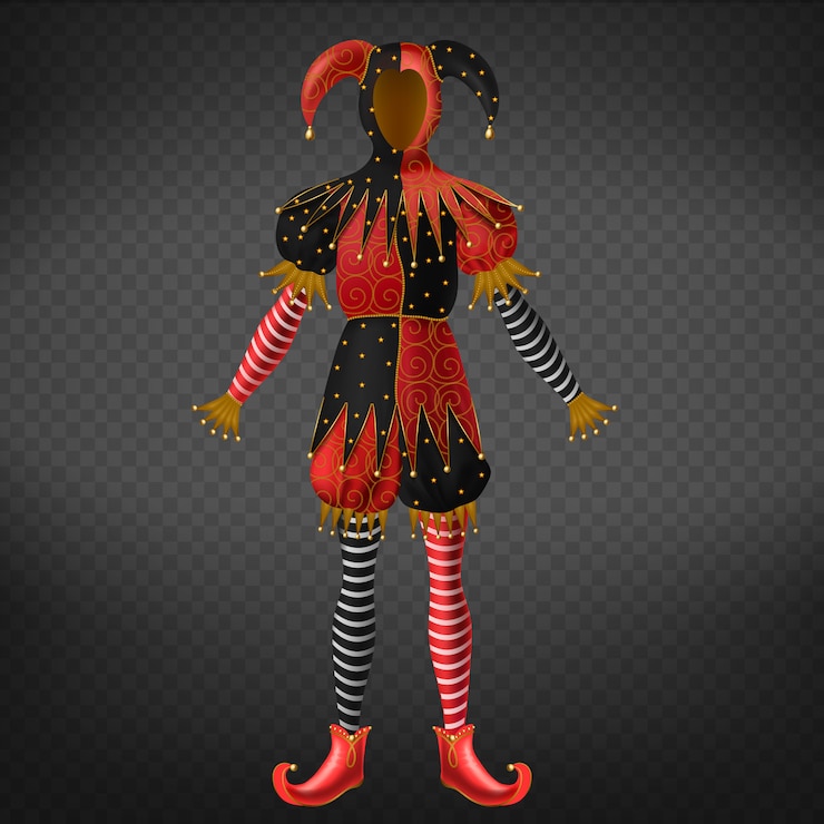 Free Vector joker or jester costume isolated on transparent background.