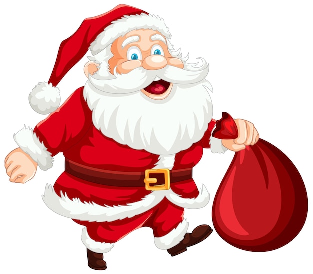 Free vector jolly santa claus with gift bag