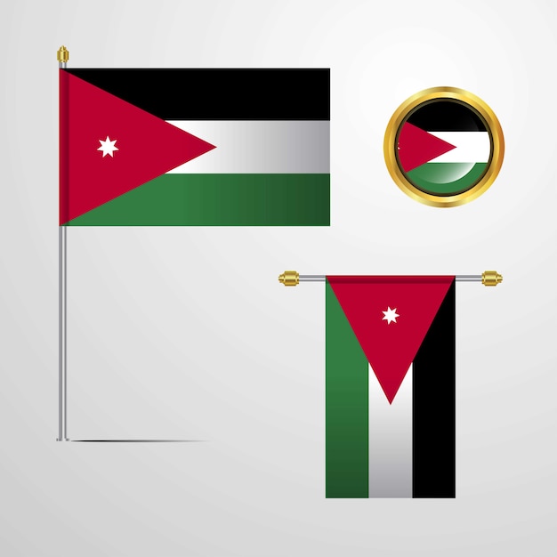 Free vector jordan waving flag design with badge vector