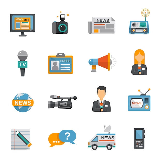 Free vector journalist icon flat