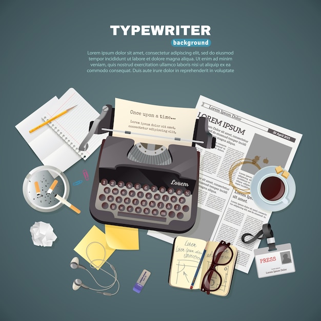 Free vector journalist typewriter background