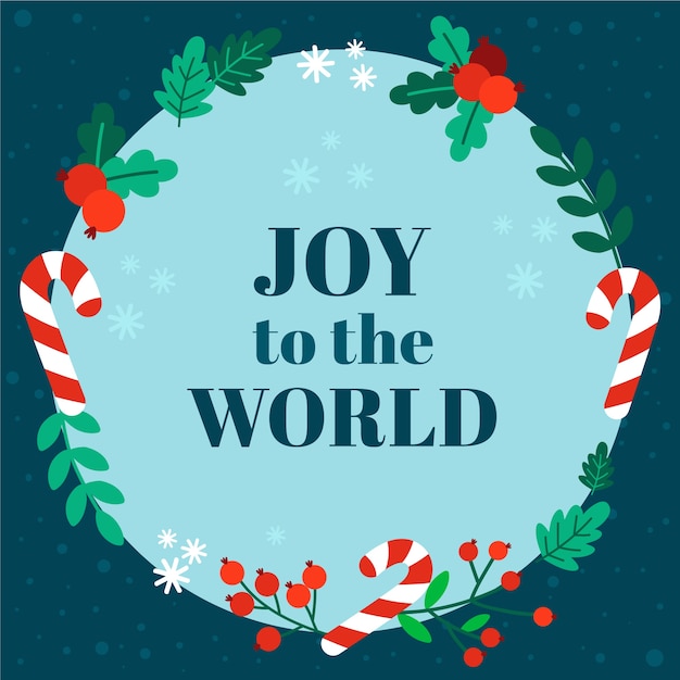 Бесплатное векторное изображение Радость миру надписи с элементами рождества