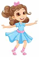 Free vector joyful cartoon character happy girl dancing with delight