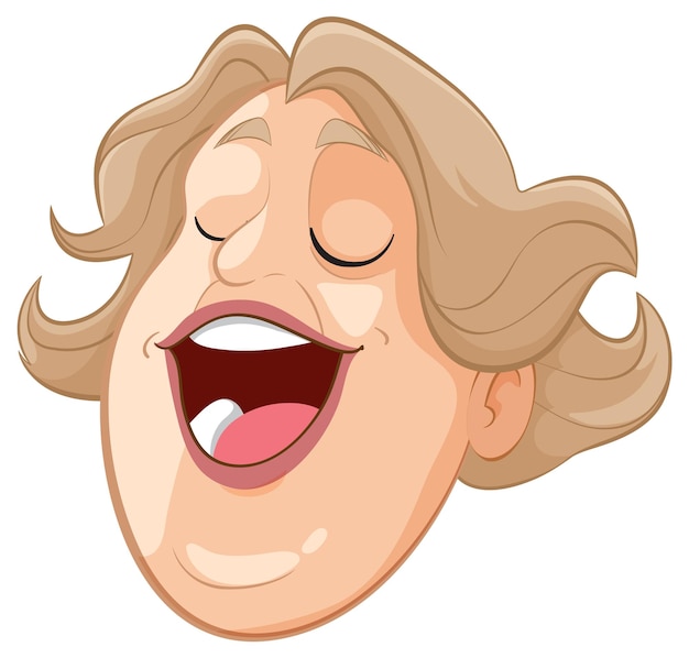 Free vector joyful cartoon face with flowing hair