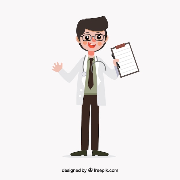 Free vector joyful doctor holding clipboard