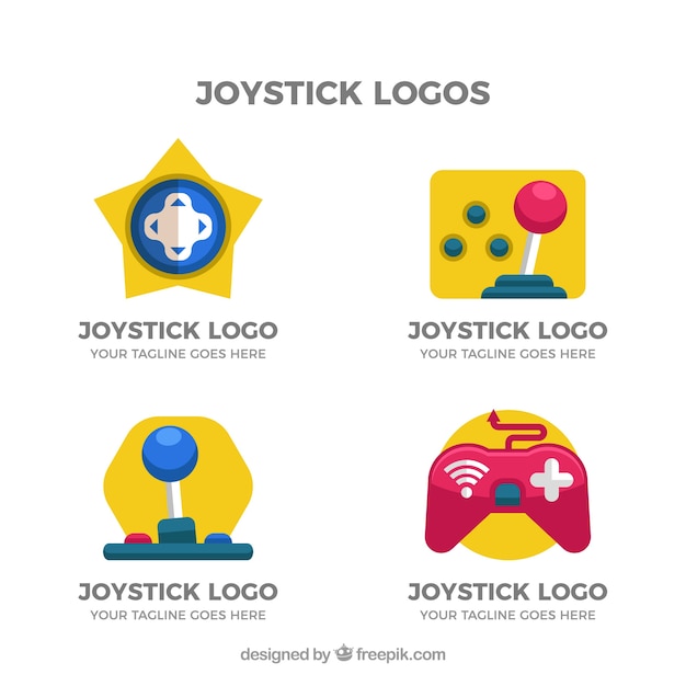 Коллекция логотипов Joystick с плоским дизайном