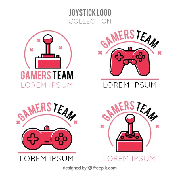 Joystick logo collection with flat design Free Vector