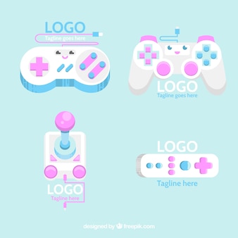 Коллекция логотипов joystick с плоским дизайном