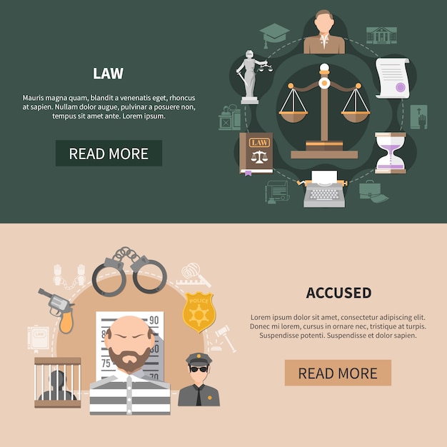 Free vector judiciary horizontal banner collection