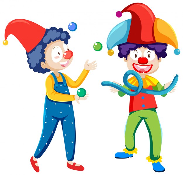 Жонглирование клоунов мультипликационный персонаж на белом фоне