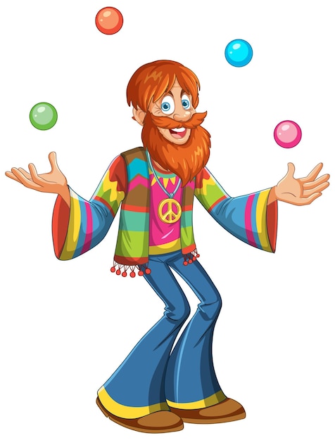 Бесплатное векторное изображение Хиппи в красочной одежде