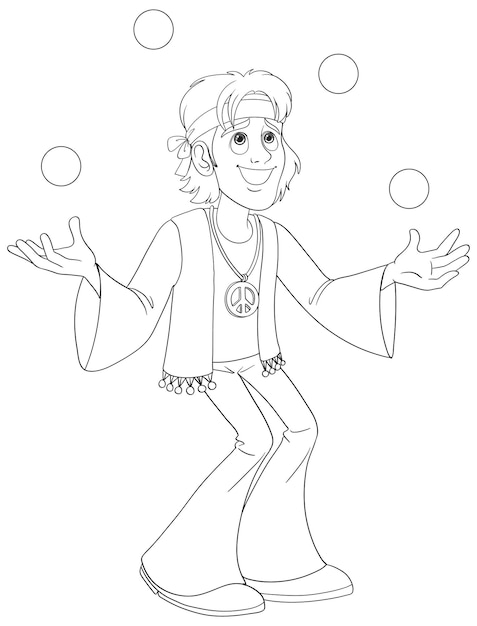 Free vector juggling hippie in peaceful bliss