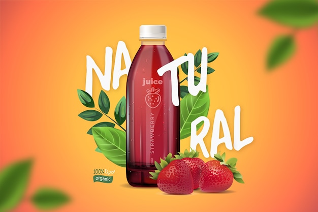 Juice ad with gradients and lettering
