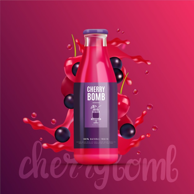 Free vector juice ad with gradients and letterings