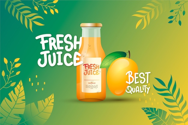 Juice ad with gradients and letterings