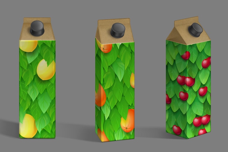 Free Vector juice box realistic template set for branding